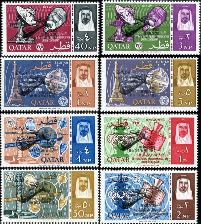 Qatar 91 - 98 VF NH Overprinted "Space Rendevous" Blocks of 4