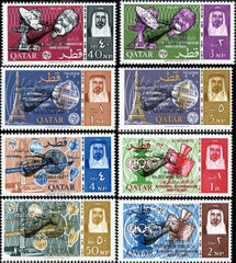 Qatar 91 - 98 VF NH Overprinted "Space Rendevous" Blocks of 4