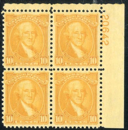 US 715 VF - XF Plate Block NH