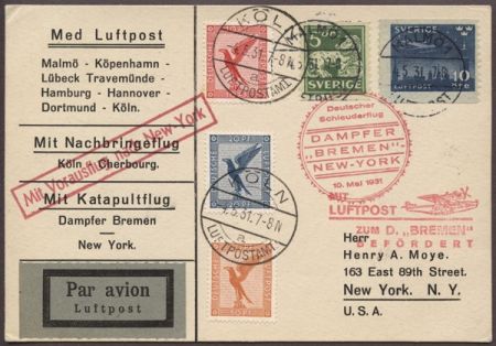 Sweden / Germany 1931 "Bremen" Catapult to NY (K59SWa)