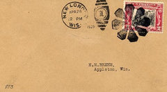 US Wisconsin, New London 651 Fancy Cancel Cover, Flower