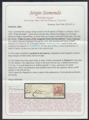 Naples 3c F - VF On Piece Variety, Deep Carmine-Lake - Triple Re-Entry