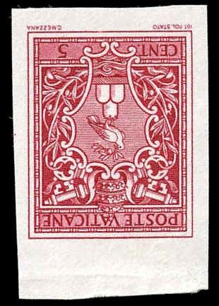 Vatican 72 - 76 Error VF Imperf Proofs, ungummed as issued