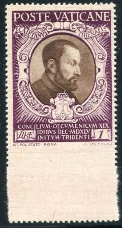 Vatican 114 Error F - VF NH Imperf bottom margin and bottom perf from top pane