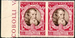 Vatican 121 Error NH Left Margin Pair Imperf Between