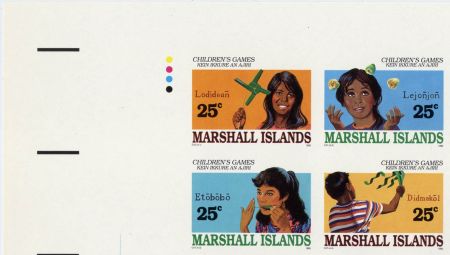 Marshall Is. 366 - 369 Imperf Block of 4, Children's Games