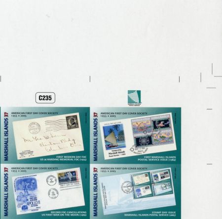 Marshall Is. 856 Imperf Block of 4, AFDC, Stamp on Stamp