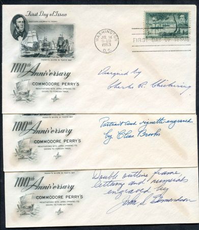 US 1021 Autographed Covers, Set of 3, Designers, Engravers