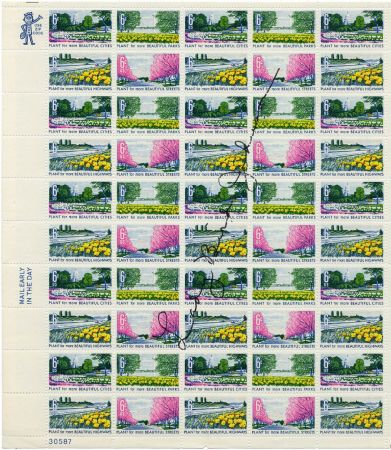 US 1365 - 1368 Autographed Sheet, Lady Bird  Johnson