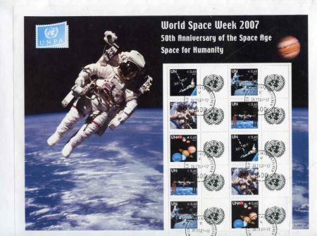 UN Personalized Sheets S21 Vienna 404-08 World Space Week