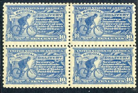 US E9 Special Delivery F - VF LH Block of 4 cv $800