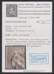 Switzerland 67 Used F Centered Right, Trussel Cert cv $475