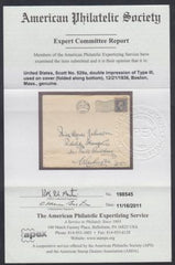 US 529a Washington / Franklin Double Impression on Cover Used cv $800.00 on cover would be $1600.00
