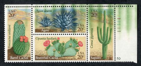US 1940 - 1943 VF NH Block Over-inked at Top and Smeared