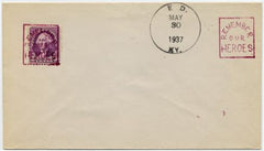 US Kentucky, Ed 720 Fancy Cancel Cover, "Remember our Heroes"