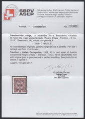 Austria N46 Italian Occupation - Trentino Fine LH Mint UL New Avi Cert - Rare cv $2,250