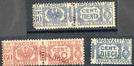 Italy Q27, 29 + 1/2 Q25  with "Especimen" Receiving Covt UPU Specimen Ovpt in violet