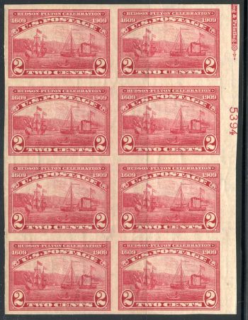 US 373 Early Commemoratives LH and NH VF Mint Plate Block of 8 cv $280+