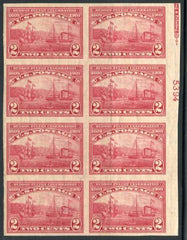 US 373 Early Commemoratives LH and NH VF Mint Plate Block of 8 cv $280+