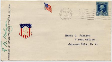 US 710 Cover Signed by Fred B. Balzar, Governor of Nevada