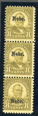 US 677 Ave - F LH/NH Strip of 3 Wide Spacing Scarce! cv $180
