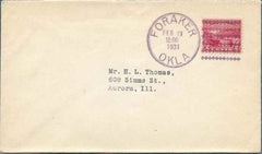 US Oklahoma, Foraker 681 Fancy Cancel Cover, Tiny Clovers