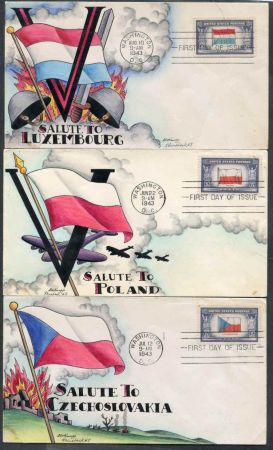 US 909-21 Dorothy Knapp Unaddressed First Day Covers. Beautiful vivid colors, mounting stains mostly on the back