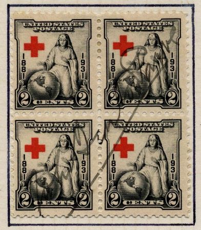 US 702  Red Cross, block  signed by Judge John Burton Payne