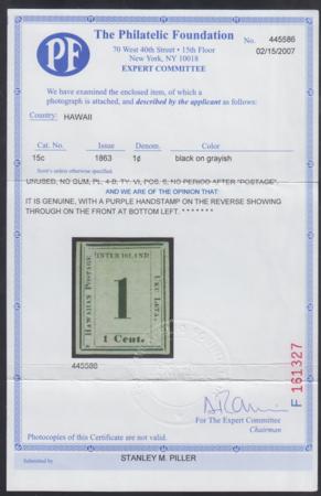 US Possessions - Hawaii 15c Mint VF No Gum PFC cv $800