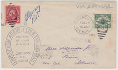 US 1928 Lindbergh Flight Cover with C4 and C34 Signed by Pilot