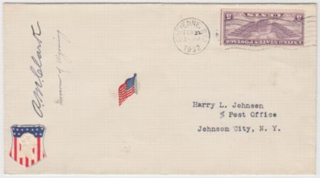 US 1932 C12 on Cover Signed by Alozo M. Clarkas Governor of WY