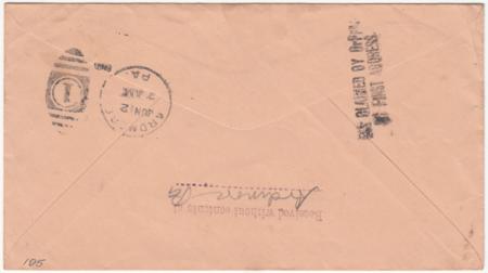 US 1918 C3 on Government Flight 10S, Boston Return Flight