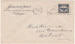 US 1923 C5 FDC Corner Card for Shoreham Hotel