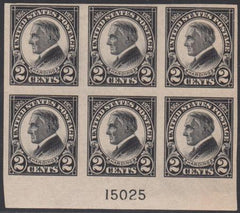 US 611 Mint NH F - VF Plate Block Tiny Inclusion Speck cv $90