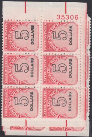 US J101 Mint NH F-VF+ Plate Block Postage Dues Plate Blocks of 6, Matched Set # 35306