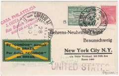 Brazil 1930 Zeppelin Flight on PPC to Lakehurst, Inverted Date in Rio Cancel