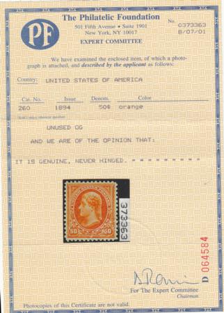 US 260 Bureau and Regular Issues Mint NH VF - XF Beautiful Stamp with PFC cv $2,200