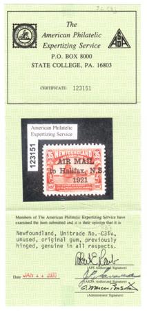 Newfoundland Cd Newfoundland H XF 1921 Shifted to Right, APS Cert