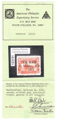 Newfoundland Cd Newfoundland H XF 1921 Shifted to Right, APS Cert