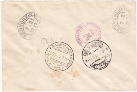 Italy 1933 C49 on Flown Balbo Cover to US, Bolaffi certificate
