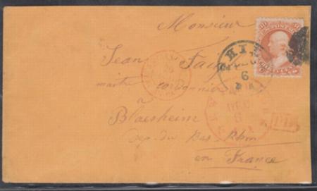 US 71 Well centered stamp on superb cover Phila, PA to France