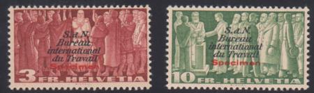 Swiss Officials 3O57 + 3O59 F - VF Mint NH Specimen Overprint sfr 275.00