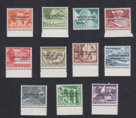 Swiss Officials 7O1 - 7O11 var VF NH Variety 6 Broken "N" in European sfr 495.00