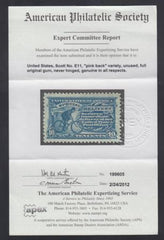 US E11 Special Delivery VF - XF NH Dark Ultramarine - Pink Back APS Cert. cv $450