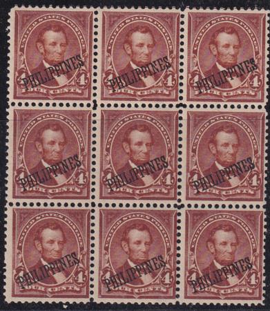 US Possessions - Philippines 220 F - VF NH Pristine Block of 9