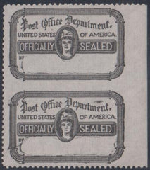 US OX18d Post Office Seal VF Mint NH Vertical Pair, Imperf Between Natural gum bends, Scarce! cv 60.00