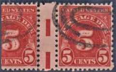 US J83b Error Postage Dues Used Gutter + 2/3 of Next Stamp