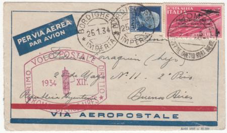 Italy 1934 Pan Am Direct Flight to Argentina with C34 and Proper Backstamps