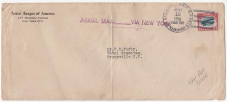 US 1918 Aerial League of Am. First Trip Washington DC to NY with C3