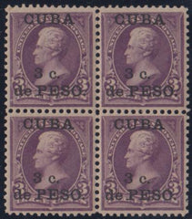 US Possessions - Cuba 224 VF Mint NH Block of 4 Type II cv 140.00+